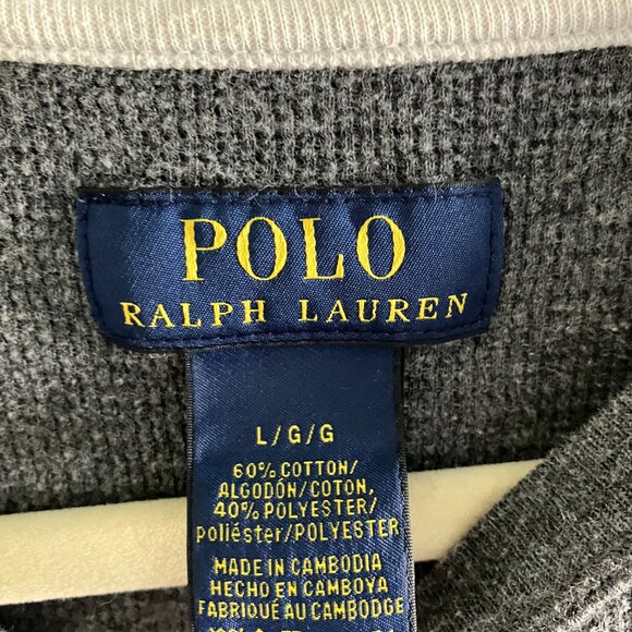 Polo Ralph Lauren Mens Shirt Men Large Gray Waffle Thermal Large. - Picture 6 of 11
